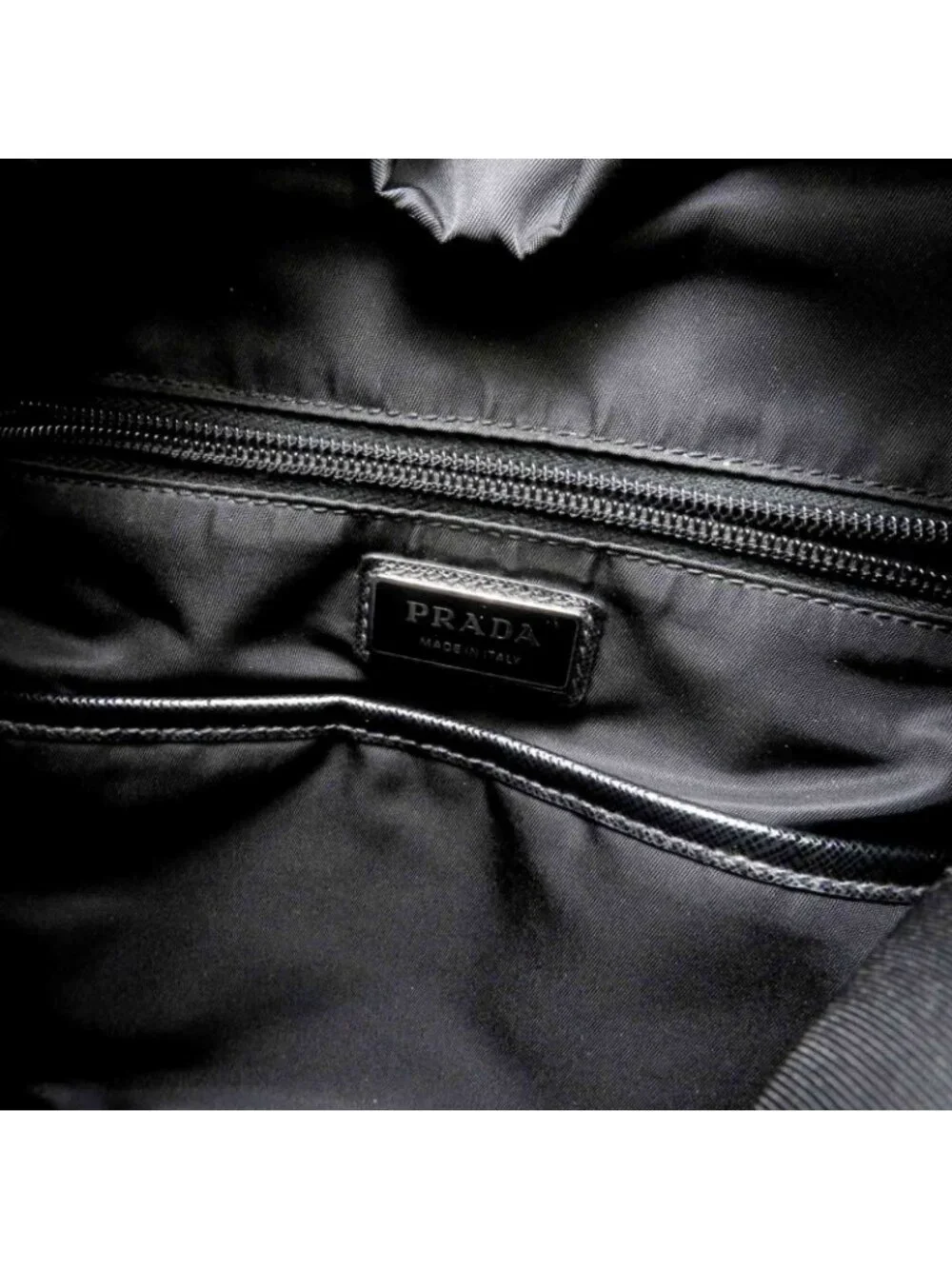 Prada Re-Nylon Saffiano Leather Backpack Black Silver Ny Nylon